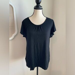 Ann Taylor Black Flutter Short Sleeve blouse